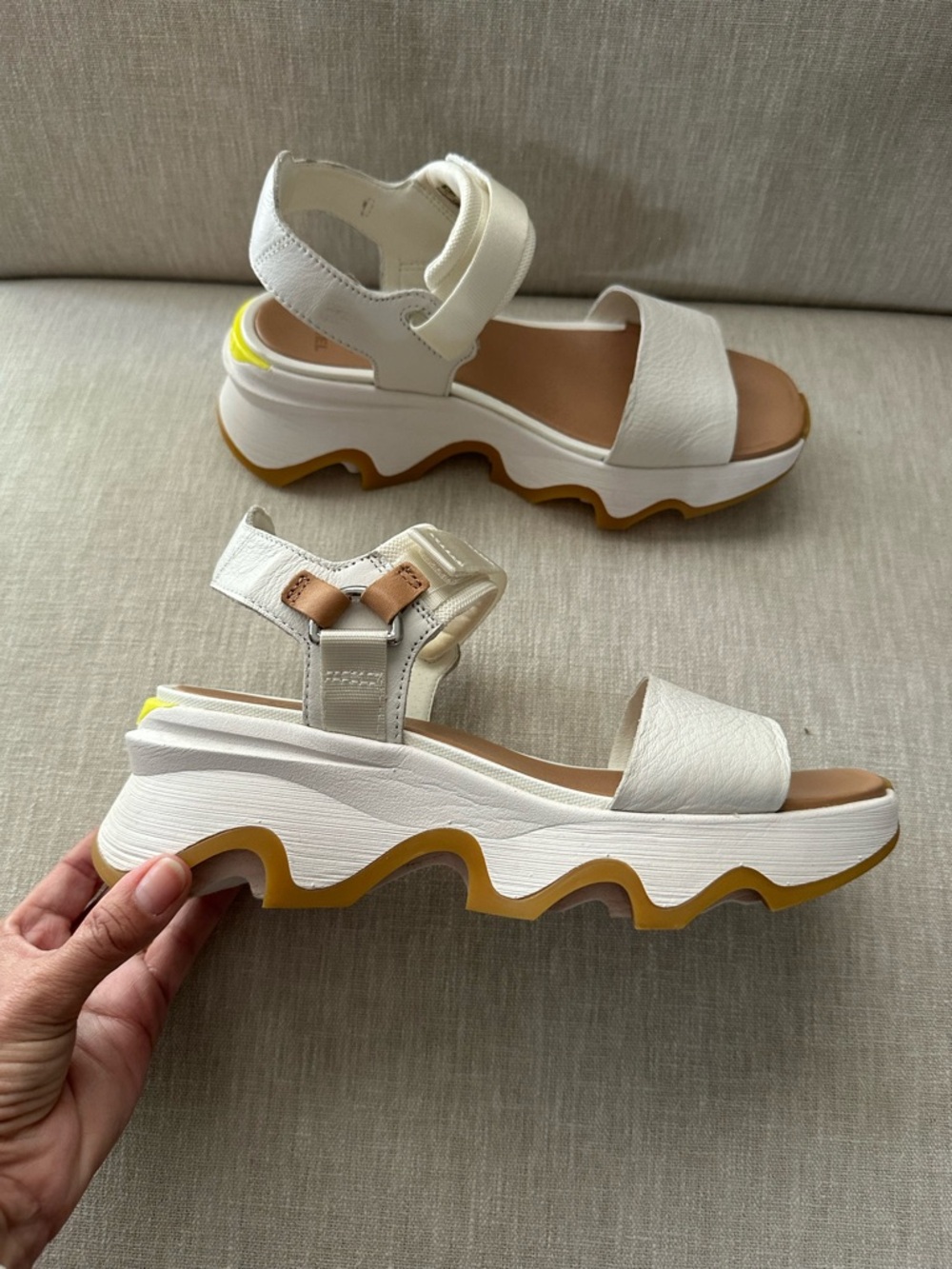 Sorel Women's Kinetic Impact Y-Strap High Sandals in Sea Salt Size 8 - Picture 2 of 12